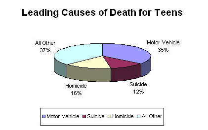 NHTSA.LeadingCausesDeath.Teens.Pie